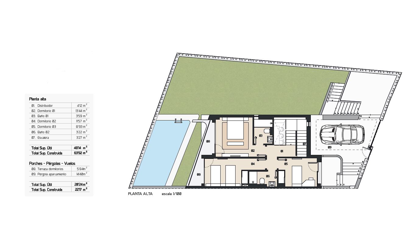 New project of modern semi-detached houses with views of the golf course