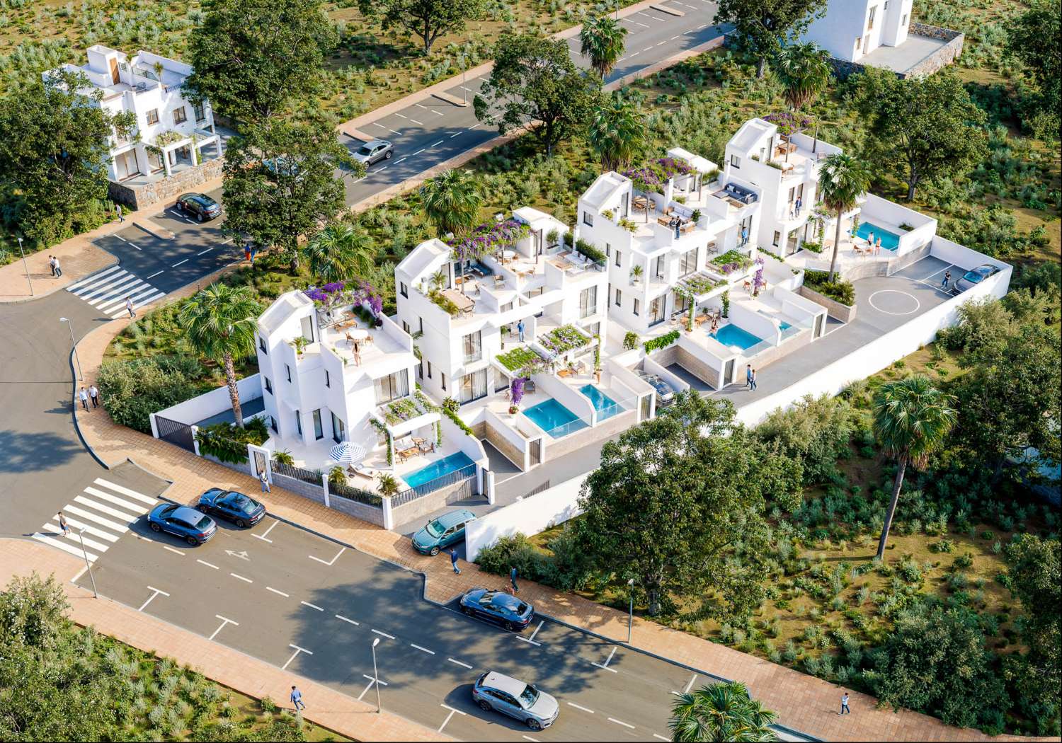 Complex van herenhuizen met privézwembad in Nerja