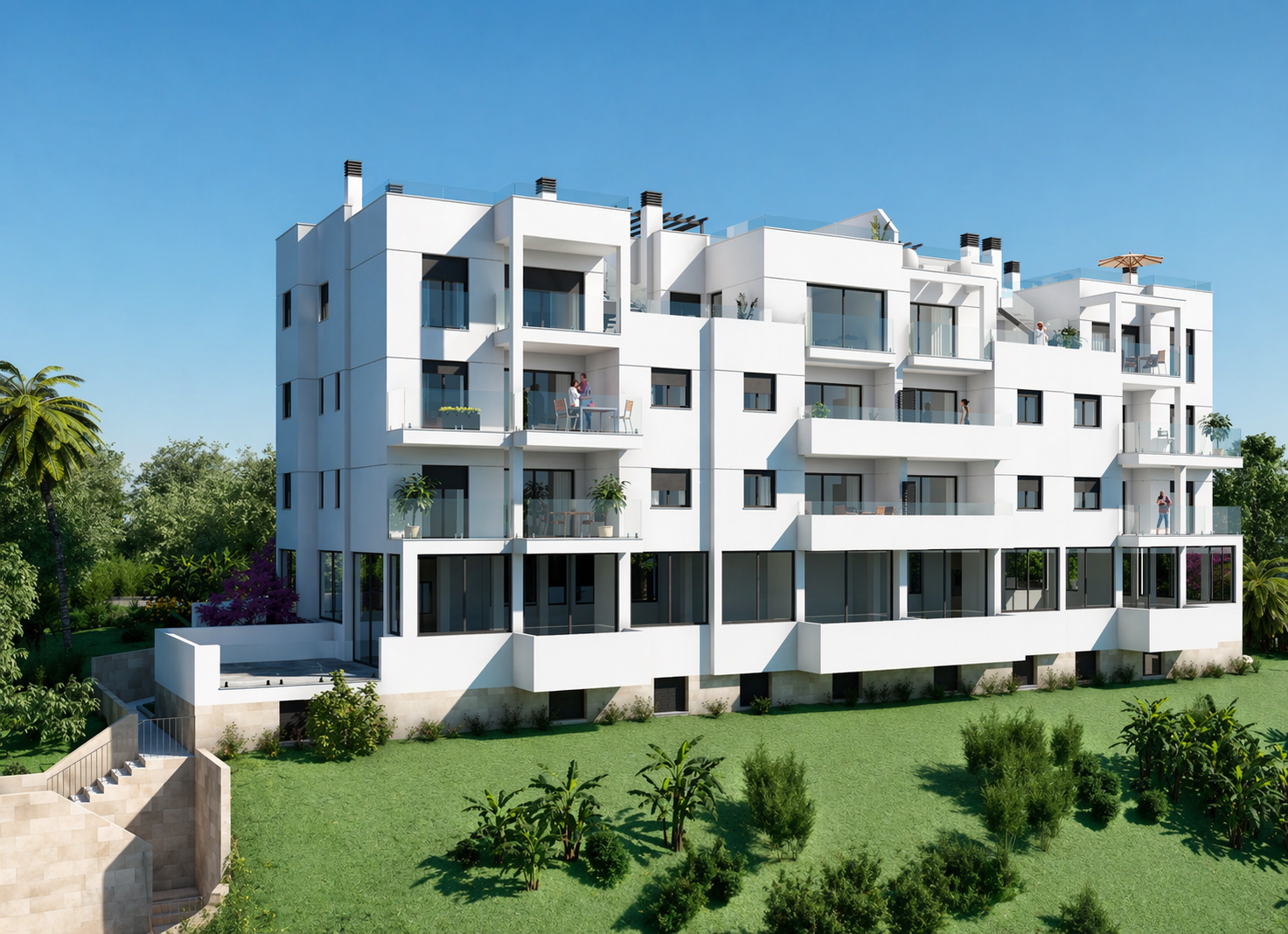 Nuevo complejo de apartamentos con vistas al mar en segunda linea de playa